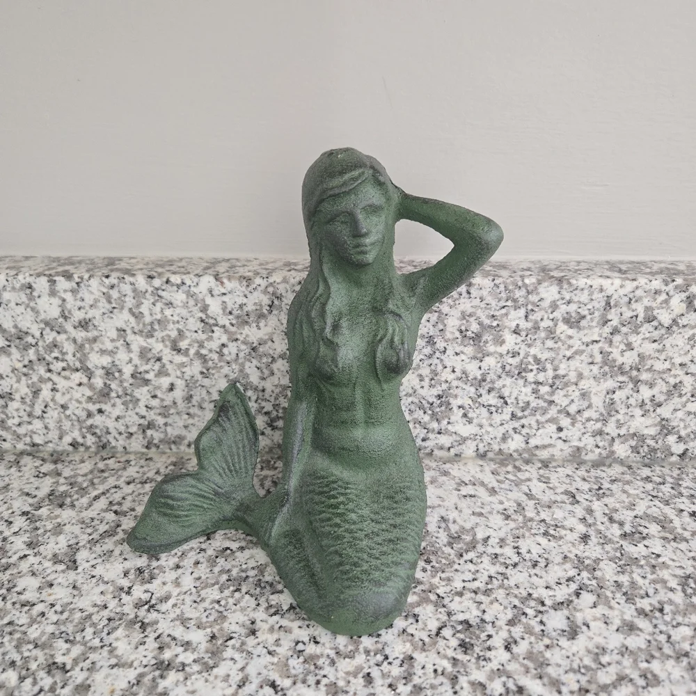 Cast Iron Green Mermaid Figurine - Picture 1 of 9